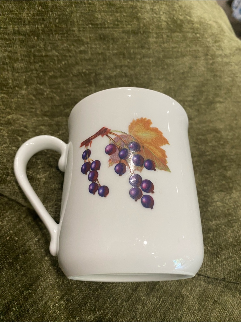 Coffee Mug Cup Royal Worcester Evesham Orange Grapes Fruit Porcelain